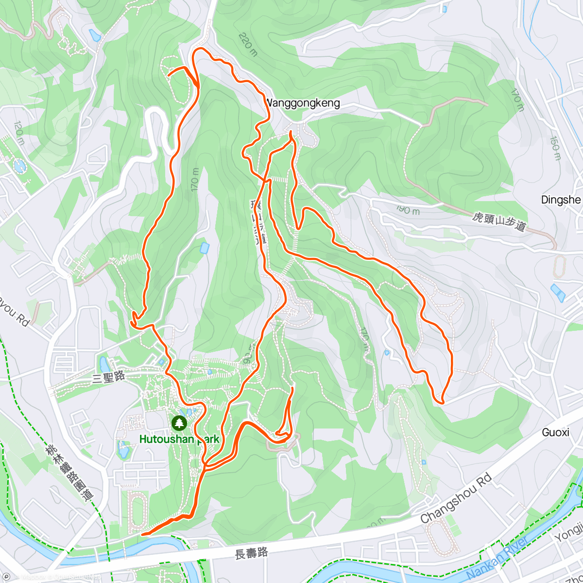 Map of the activity, 虎 頭 山 HuTouShan Trail Loops #139