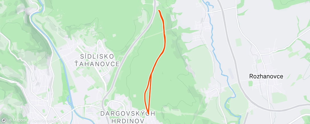 Map of the activity, Večerné bežky