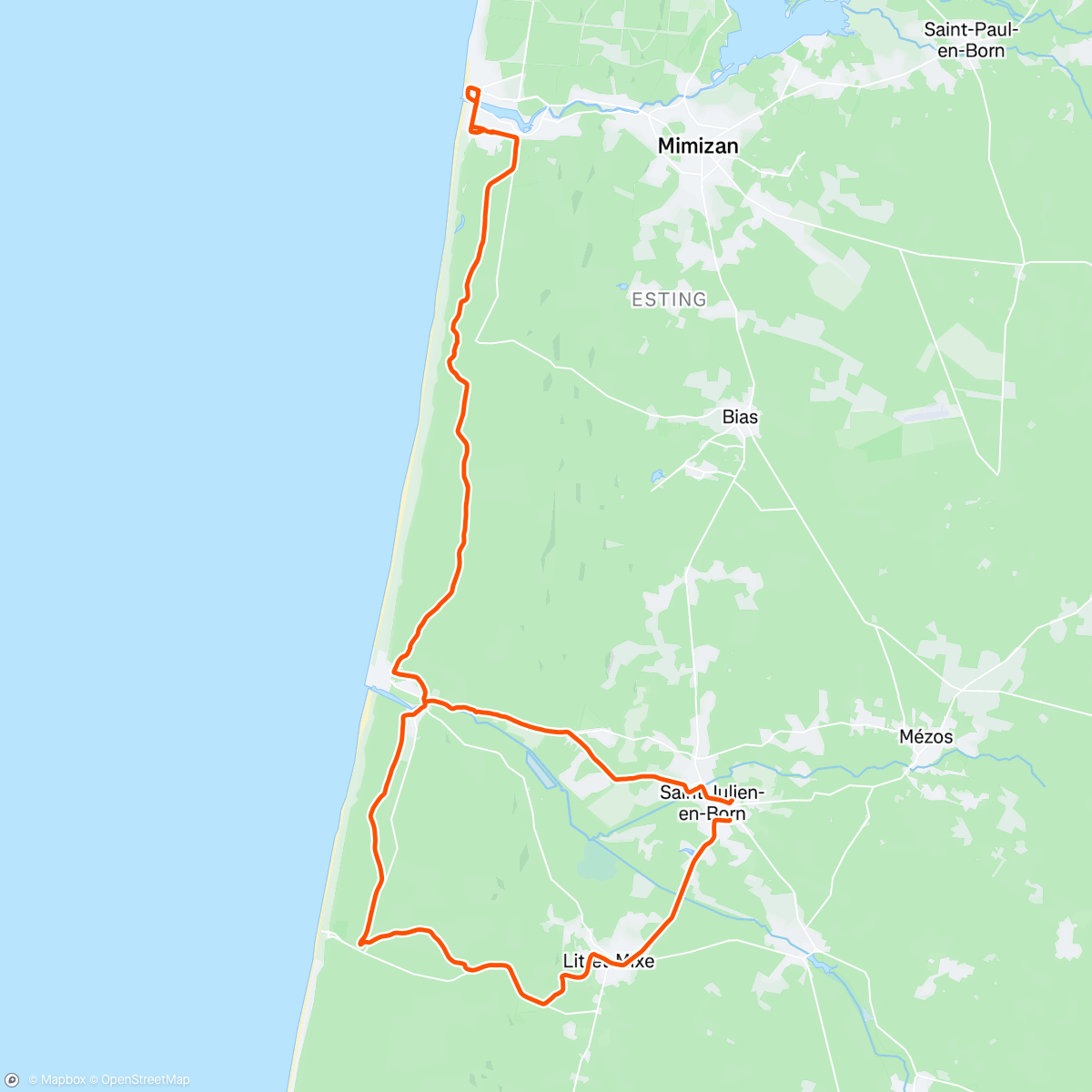 Map of the activity, Vélo du midi