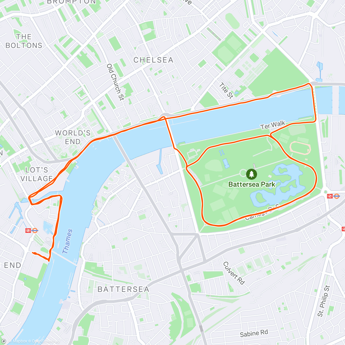 Map of the activity, Tempo Run