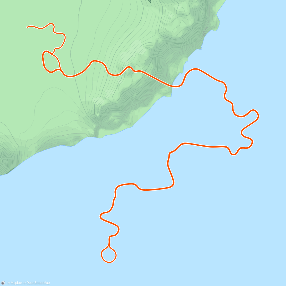 Map of the activity, Zwift - 30/30's + 3min strong x5 in Watopia