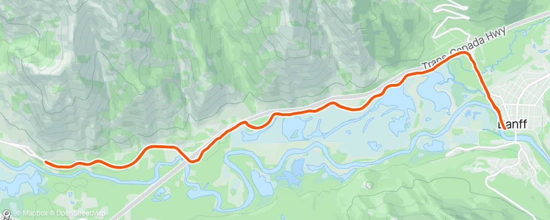 Mapa de la actividad (Banff Half Marathon)