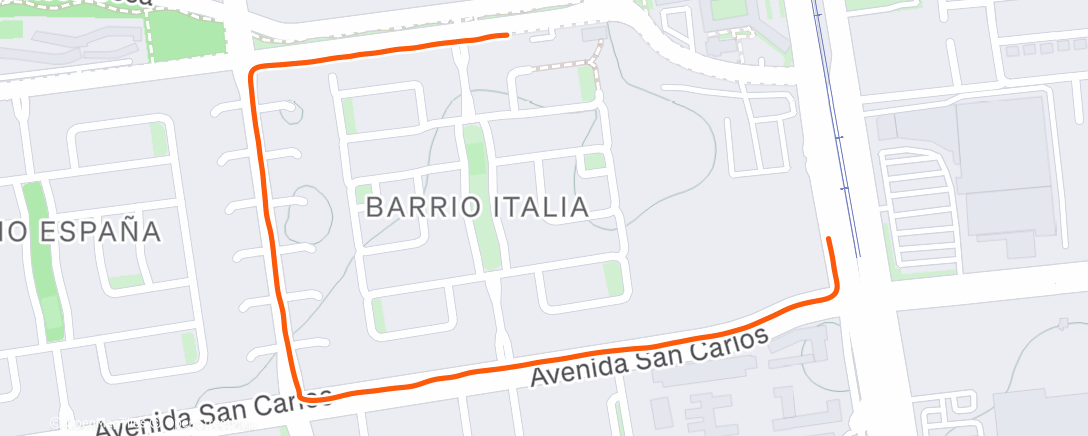 Map of the activity, Carrera de noche