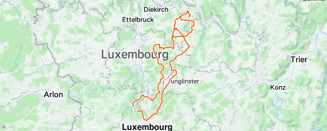 Map of the activity, Lunch Ride
