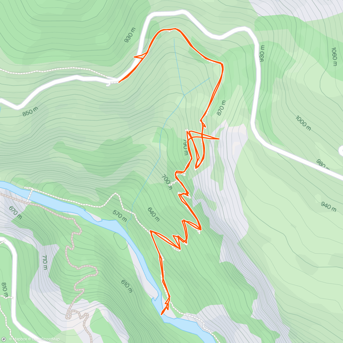 Map of the activity, Verdon-Schlucht, einmal zum Fluss und zurück zum Start