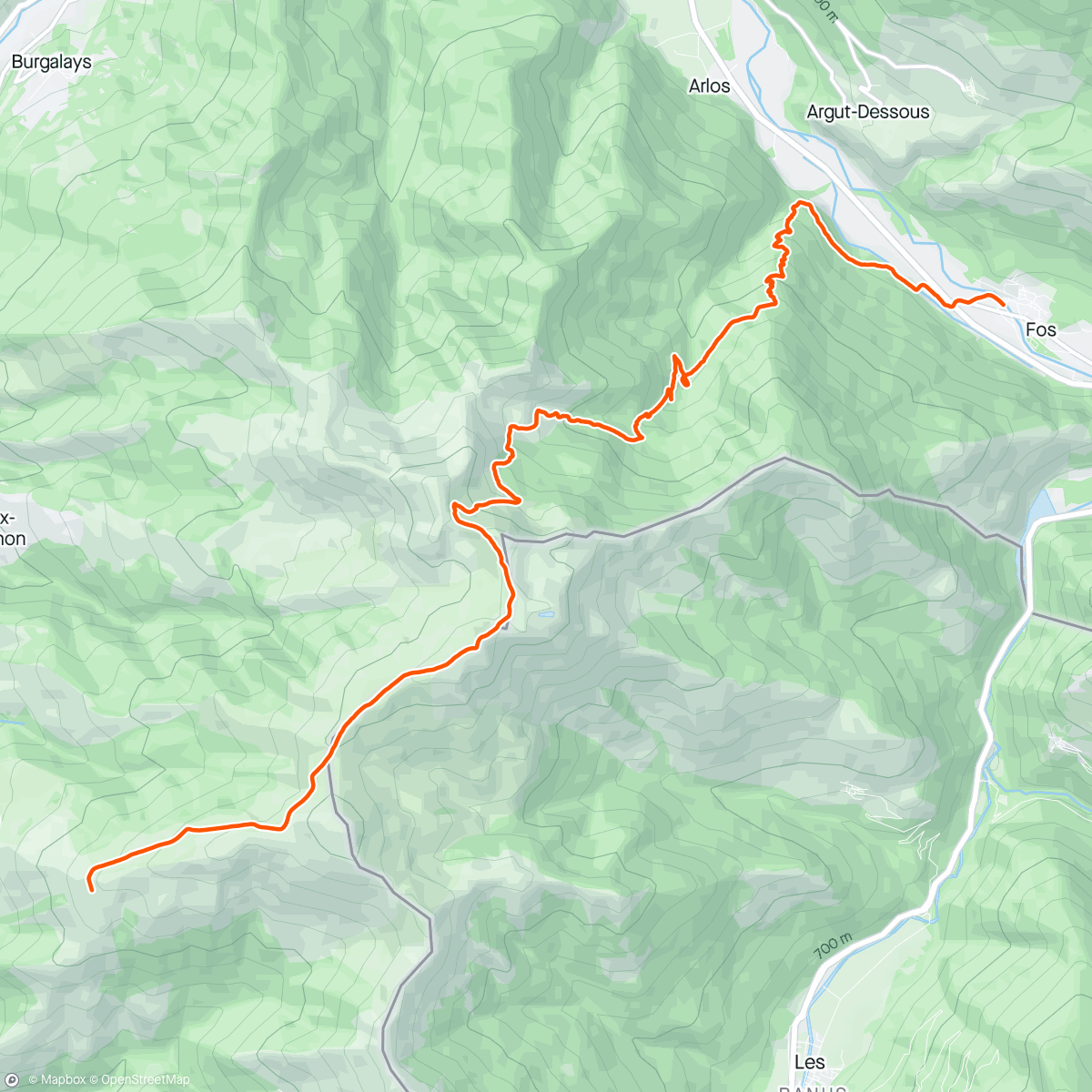 Mapa da atividade, Gr10 cabane Saunères - Fos