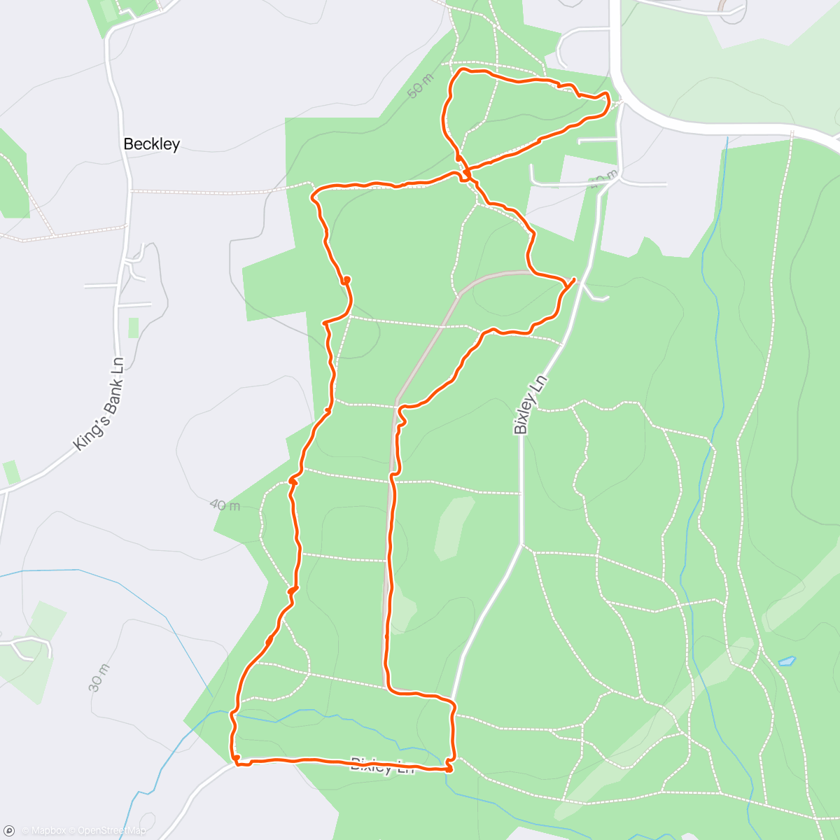 Map of the activity, Sunday with run club