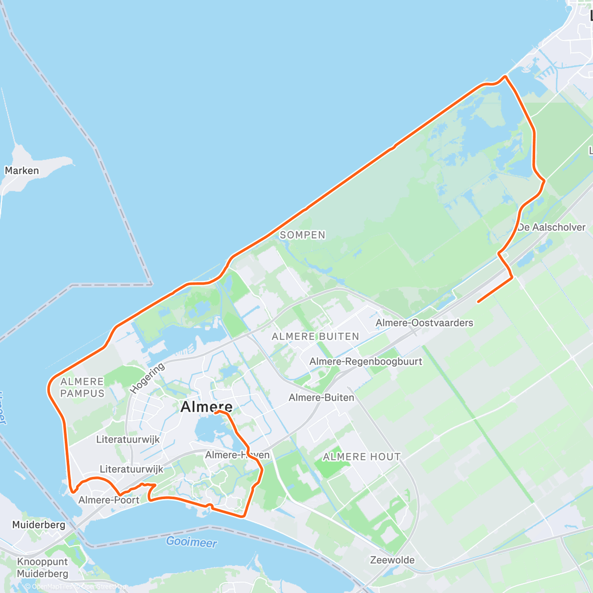 Map of the activity, ROUVY - Challenge Almere 54 km | Netherlands