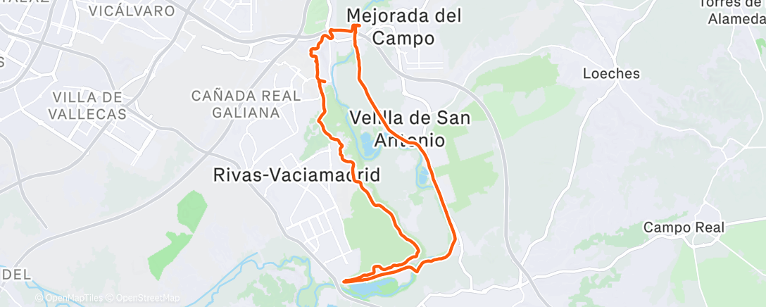 Map of the activity, Bicicleta de montaña a la hora del almuerzo