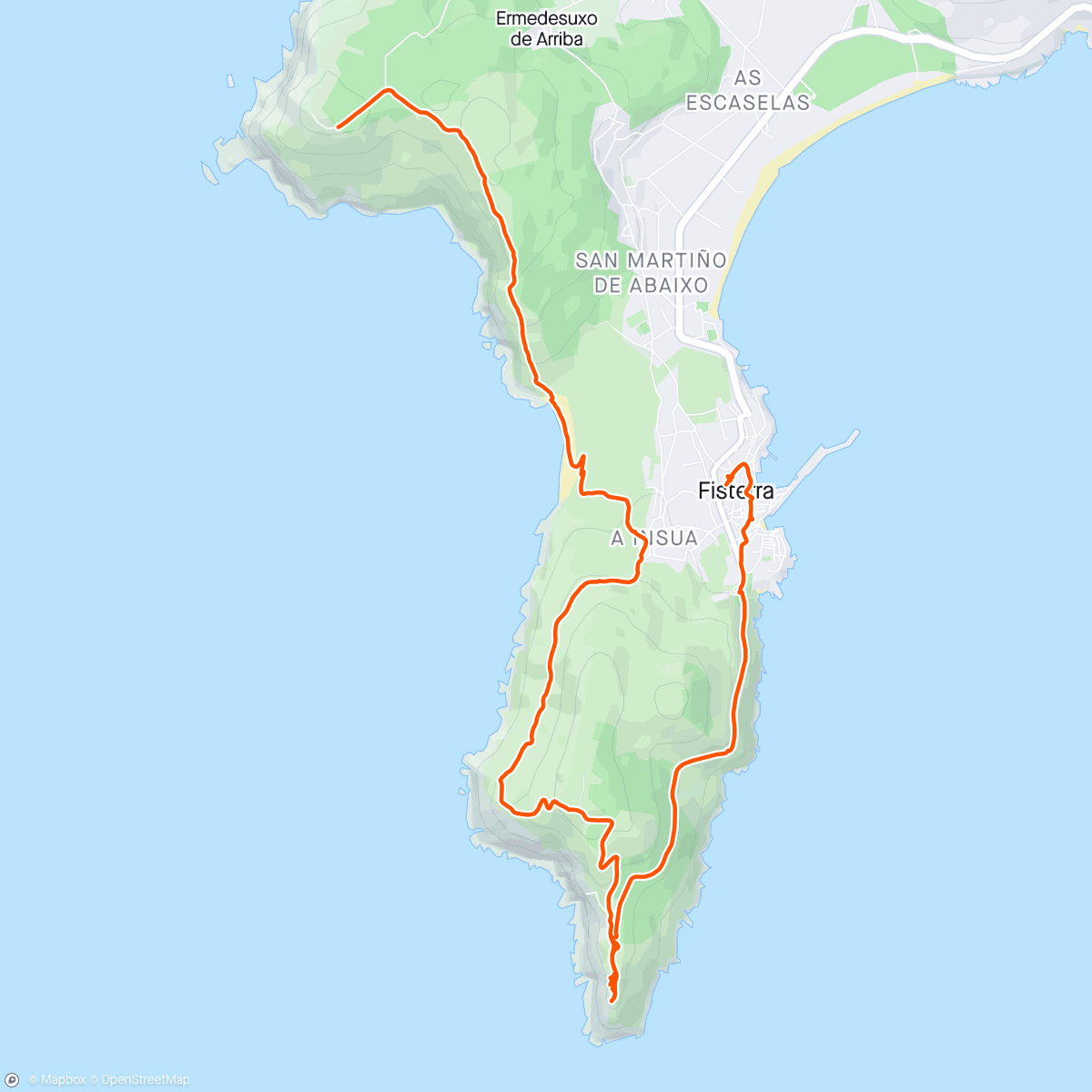 Map of the activity, Faro de Finisterre