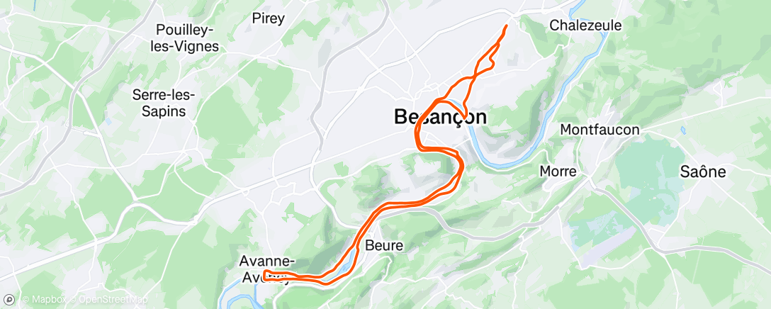 Карта физической активности (Course à pied dans l'après-midi)