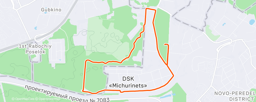 Map of the activity, Утренний забег