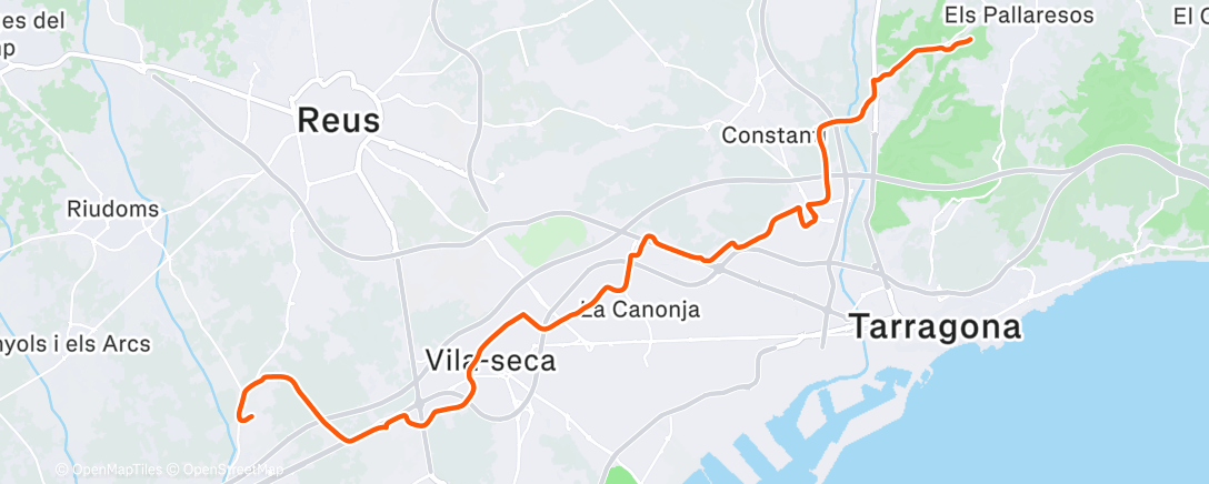 Map of the activity, Midday cycling