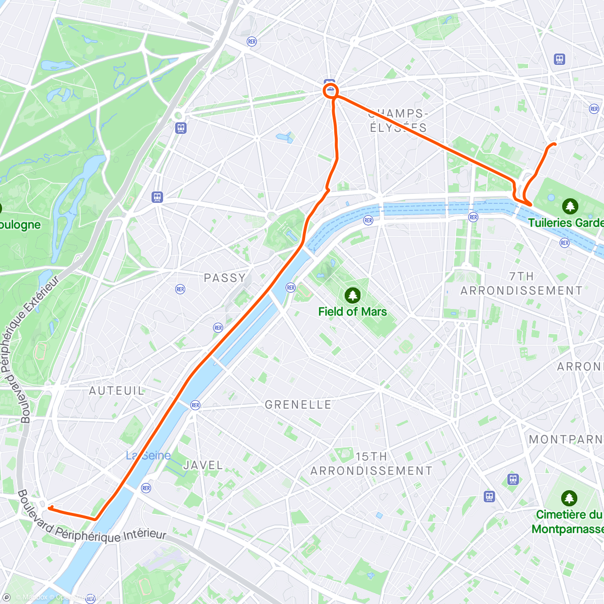 Map of the activity, Not my fastest lap of the Arc de Triomphe, but probably the most entertaining*