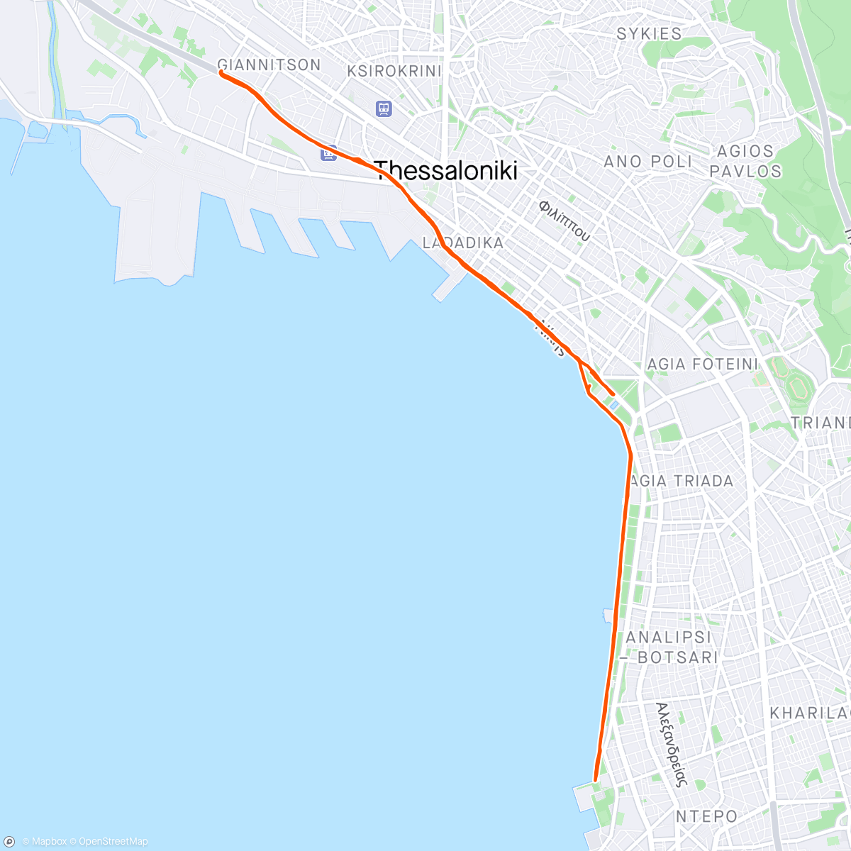 Map of the activity, Morning Run παραλία