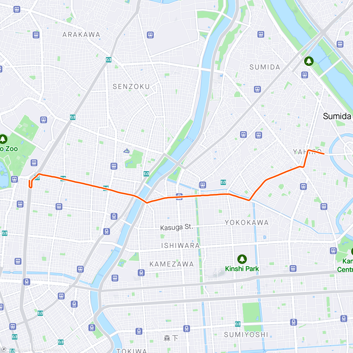 Map of the activity, 上野始発に乗るためのライド
