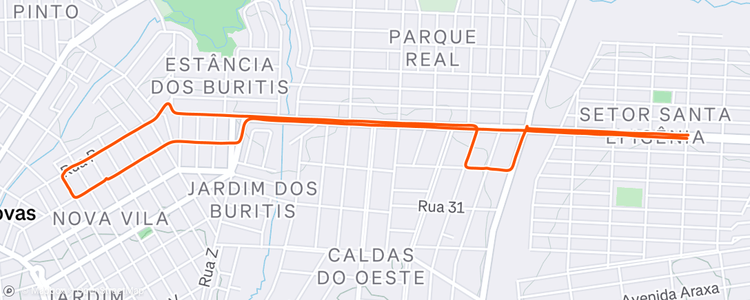 Map of the activity, Girinho por Caldas novas