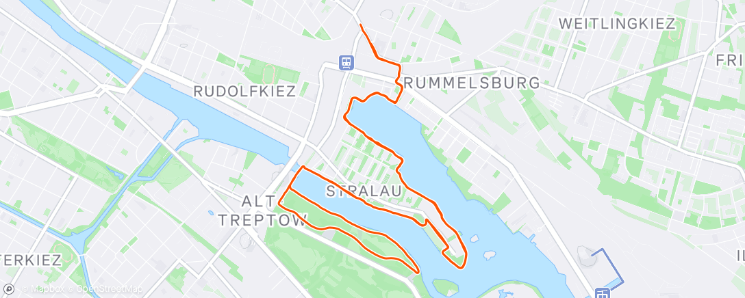 Map of the activity, Berlin running in garmin 165