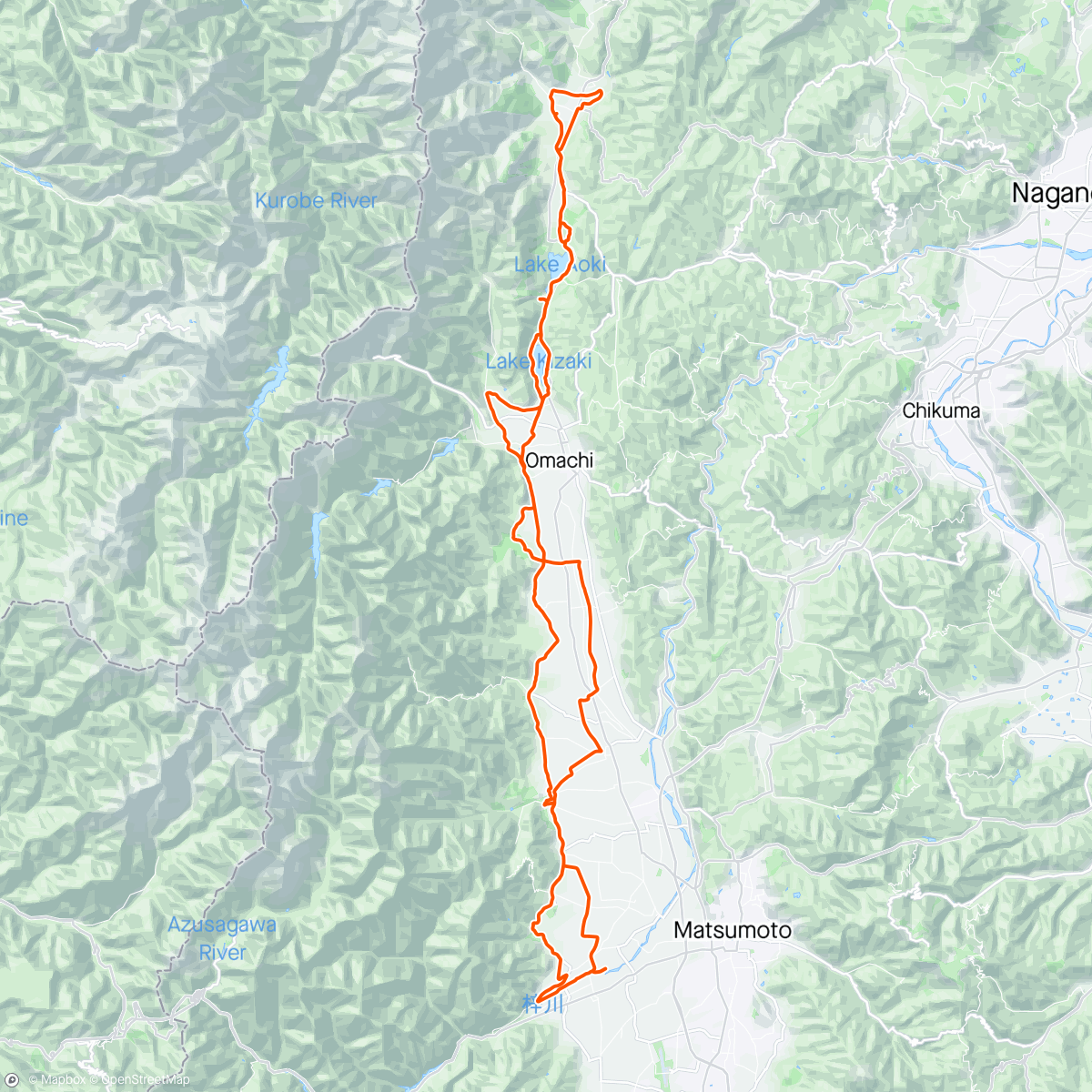 Map of the activity, アルプス安曇野センチュリーライド桜160kmコース