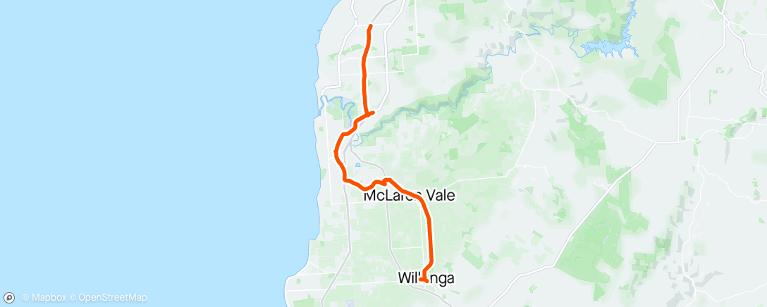 Map of the activity, Willunga Ride.