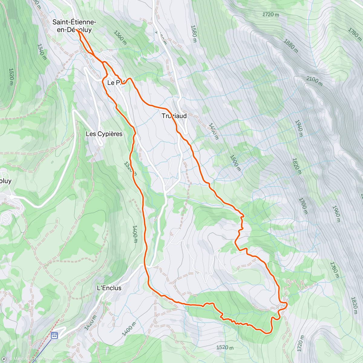 Map of the activity, Footing stage trail Cimalp J2