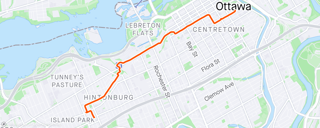 Map of the activity, Evening Ride