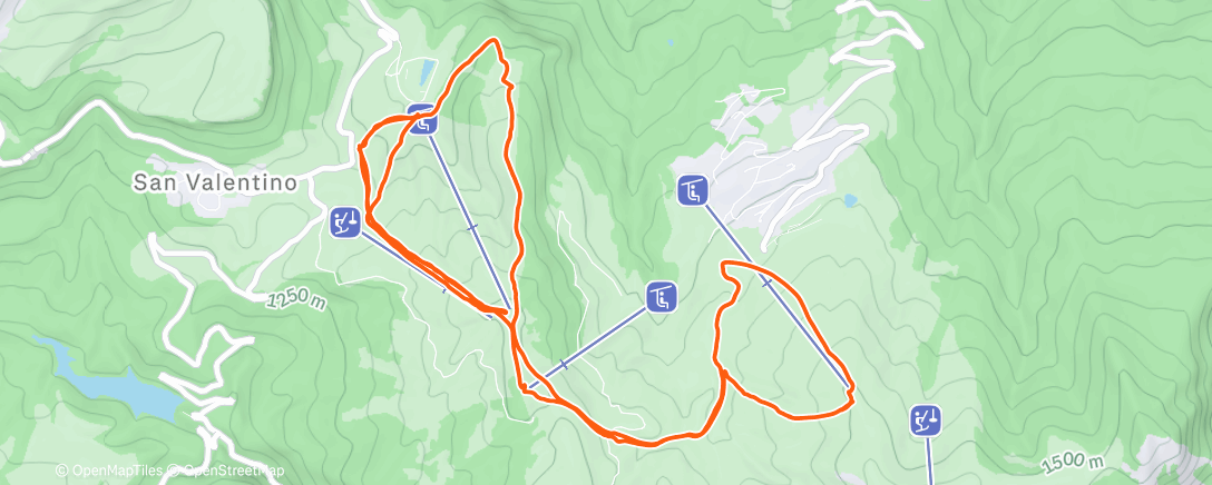 Map of the activity, Sessione di sci fuoripista mattutina