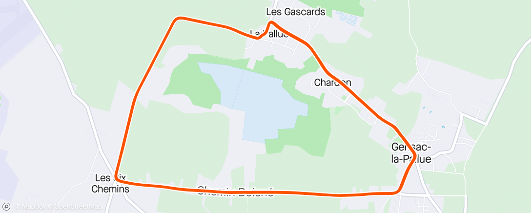 Map of the activity, Gensac-La-Pallue - peloton