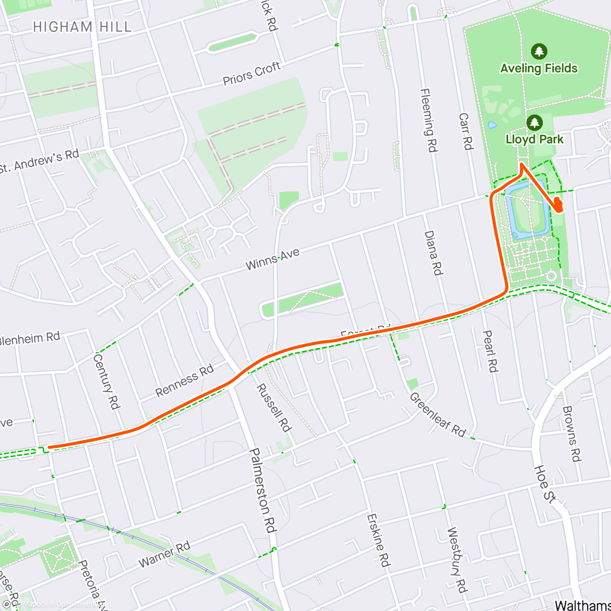 Map of the activity, ride to tennis, then tennis