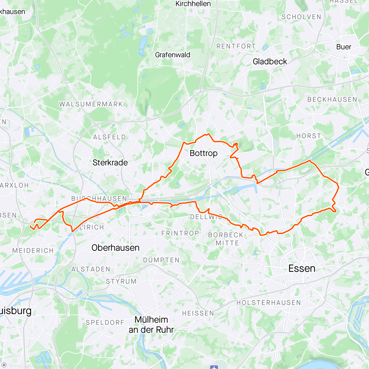 Map of the activity, Mammutmarsch Ruhrgebiet 55km