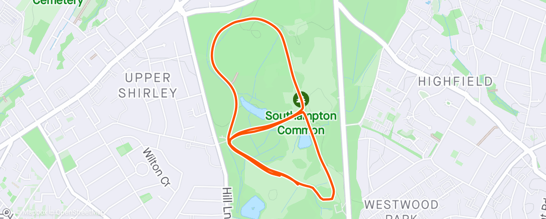 Map of the activity, Southampton Parkrun 
Official Time - 23:15