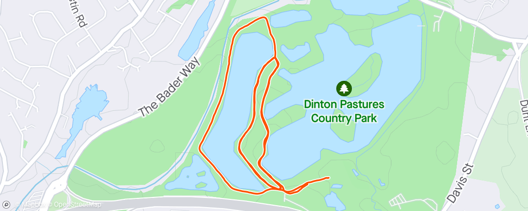 Map of the activity, Dinton Pastures parkrun alternative course