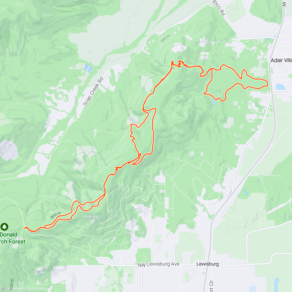 Map of the activity, Saddle to Peavy and Back