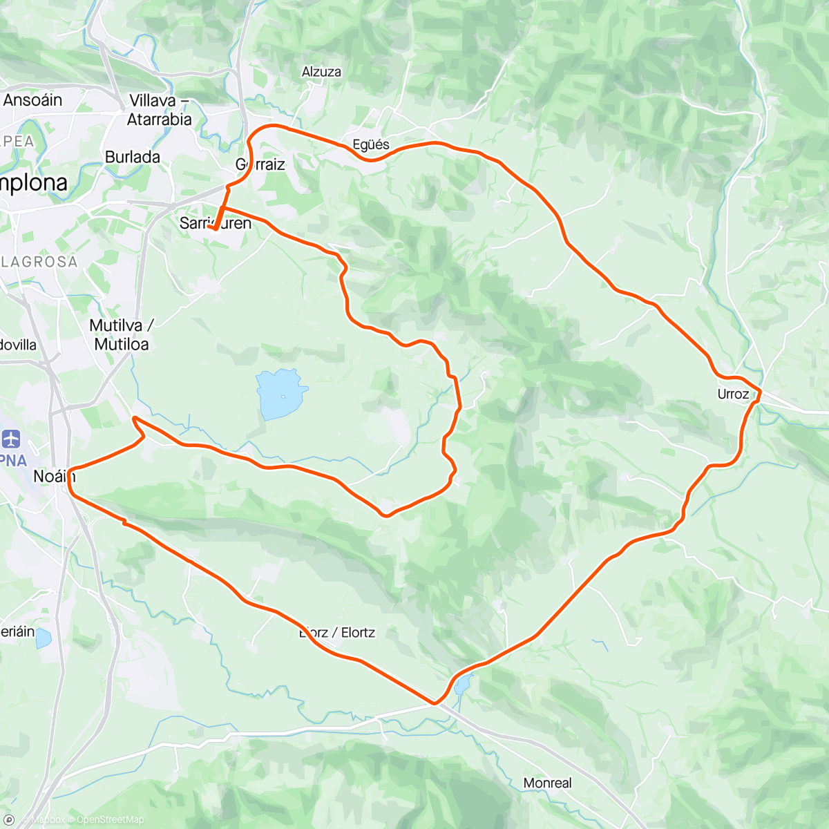 Map of the activity, Valle de unciti - Valle de Aranguren☀️🚲💪