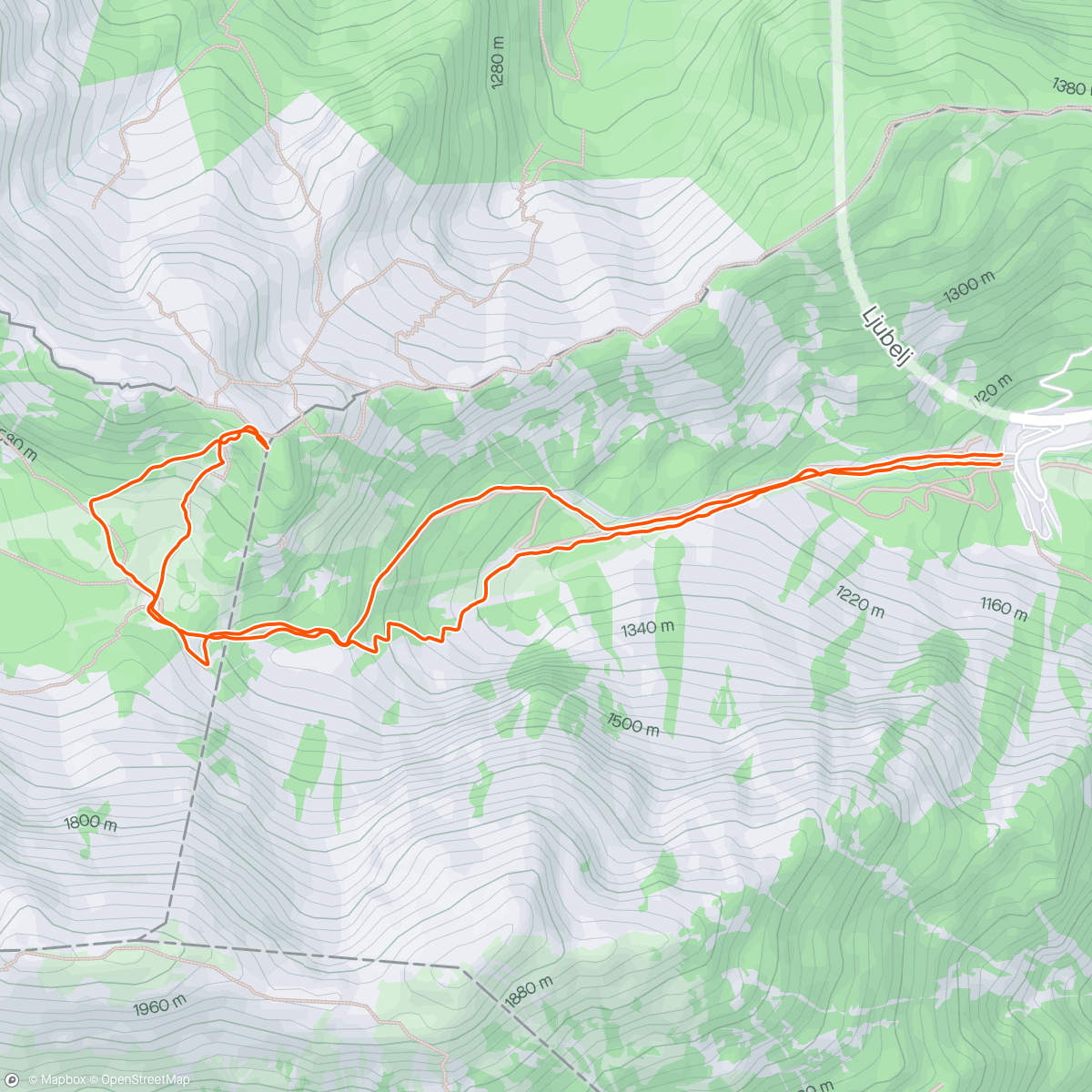 Mapa da atividade, Ljubeljščica Hike