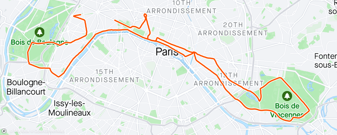 Mapa de la actividad, Paris Marathon