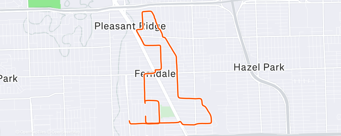 Map of the activity, Lil workout and a cooldown with Ralphie