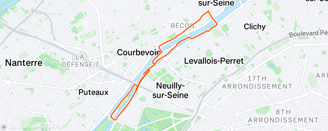 Map of the activity, Course à pied le midi