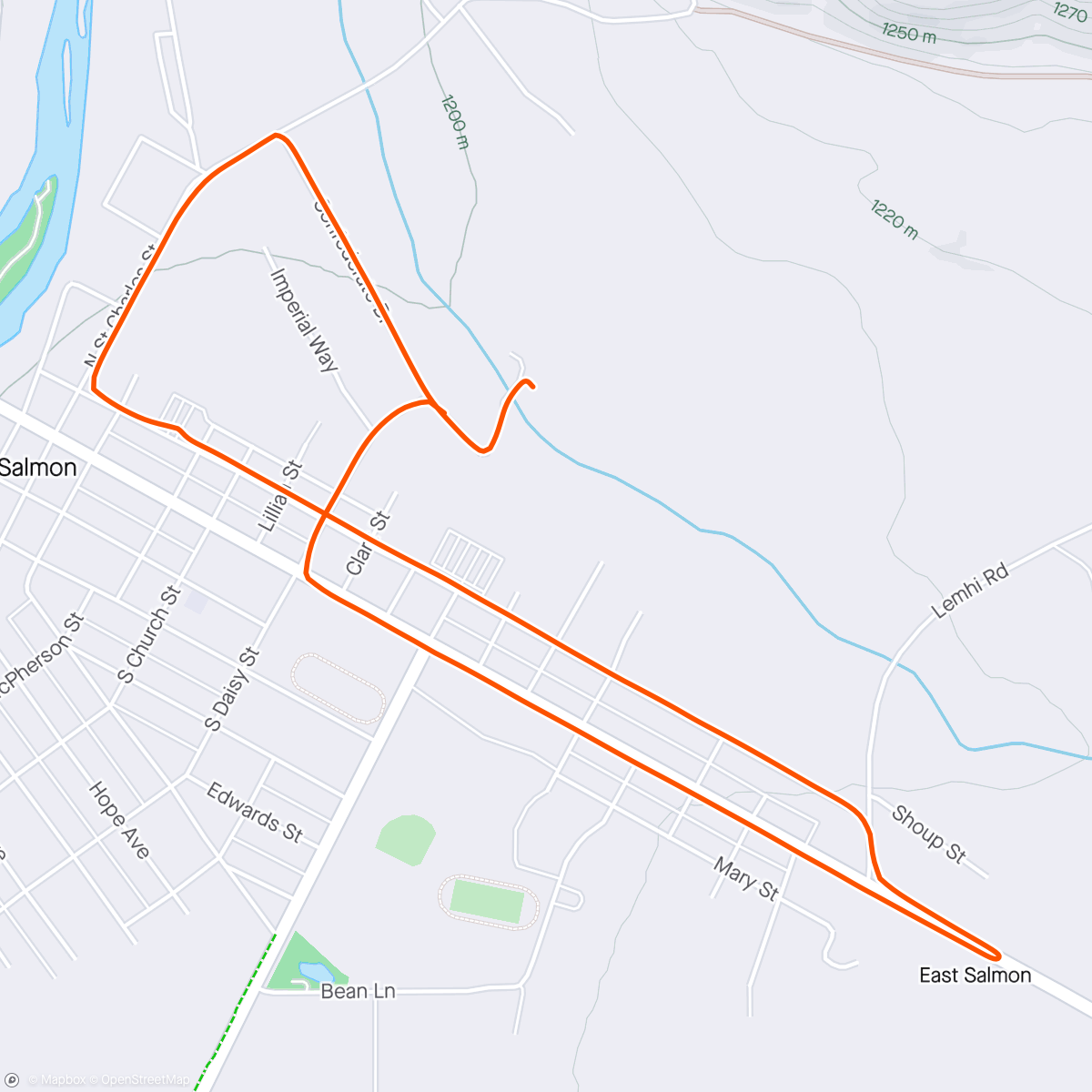 Map of the activity, Lil 5k from the Cabin