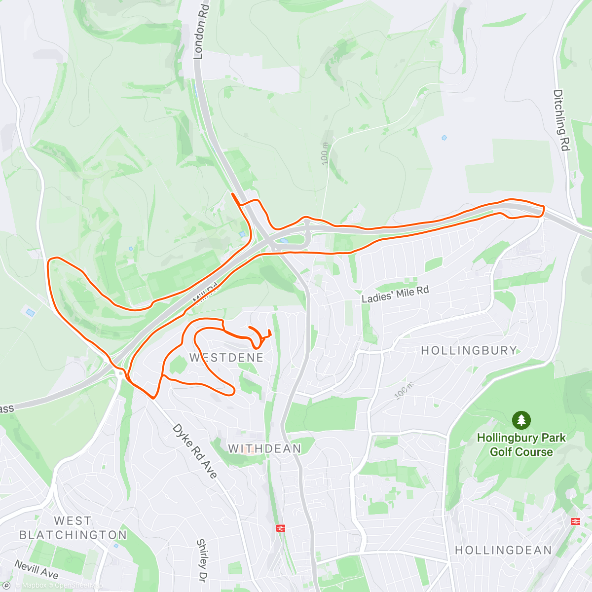 Map of the activity, Arena Wednesday night Downs run