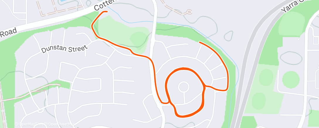 Map of the activity, Afternoon Run