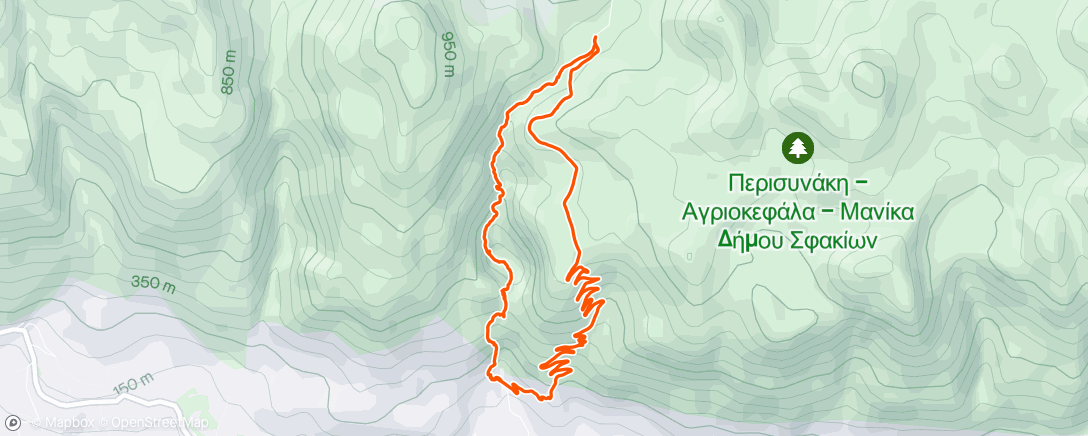 Map of the activity, Kallikratis gorge