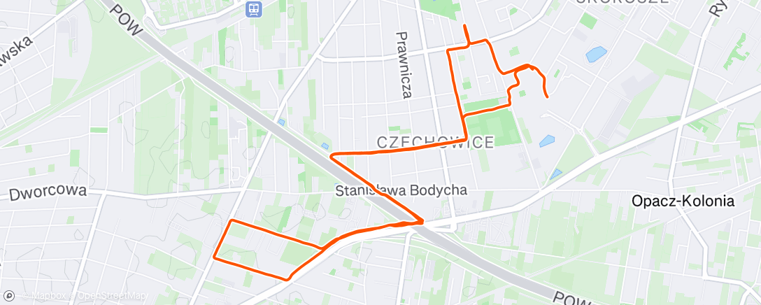 Map of the activity, Evening Run