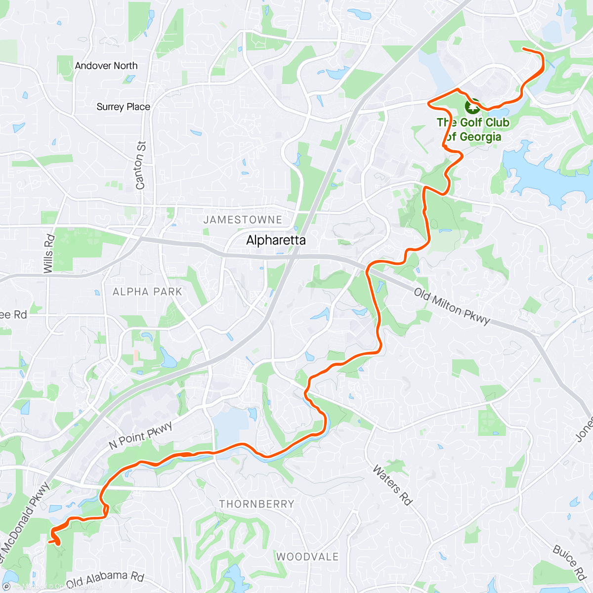 Map of the activity, Bride Ride on the Greenway
