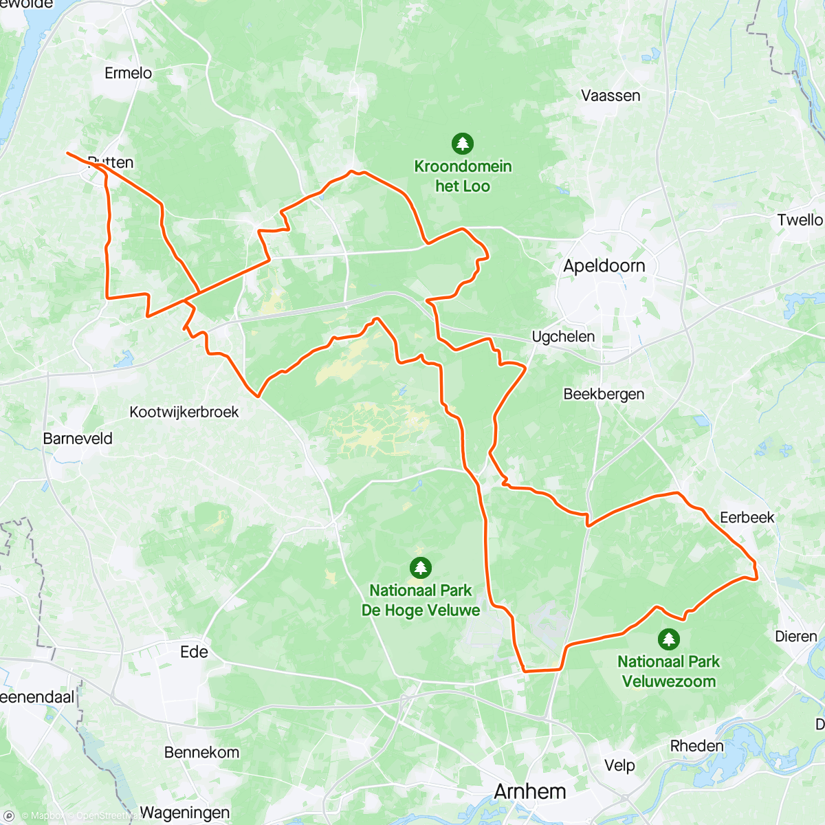 Map of the activity, Veluwe krachttour💥