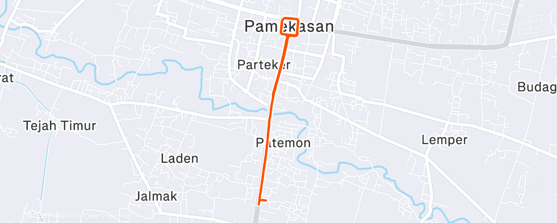 Map of the activity, Tempo Run