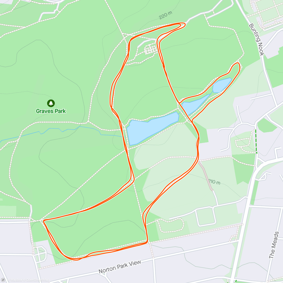 Map of the activity, Graves parkrun