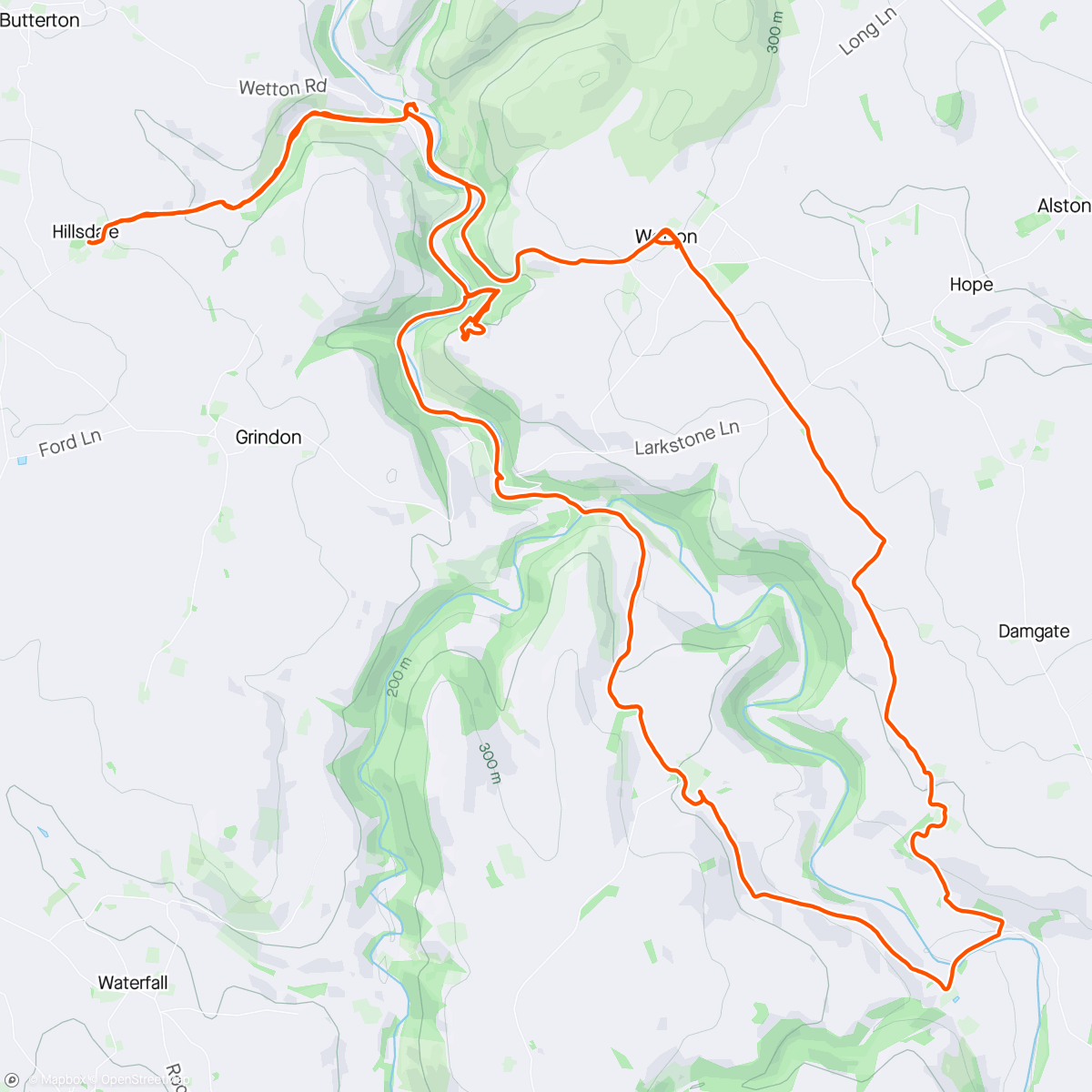 Map of the activity, White Peak Hike