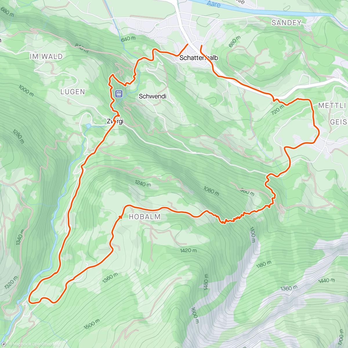 Kaart van de activiteit “Hobalm - Kaltenbrunnen - Zwirgi”