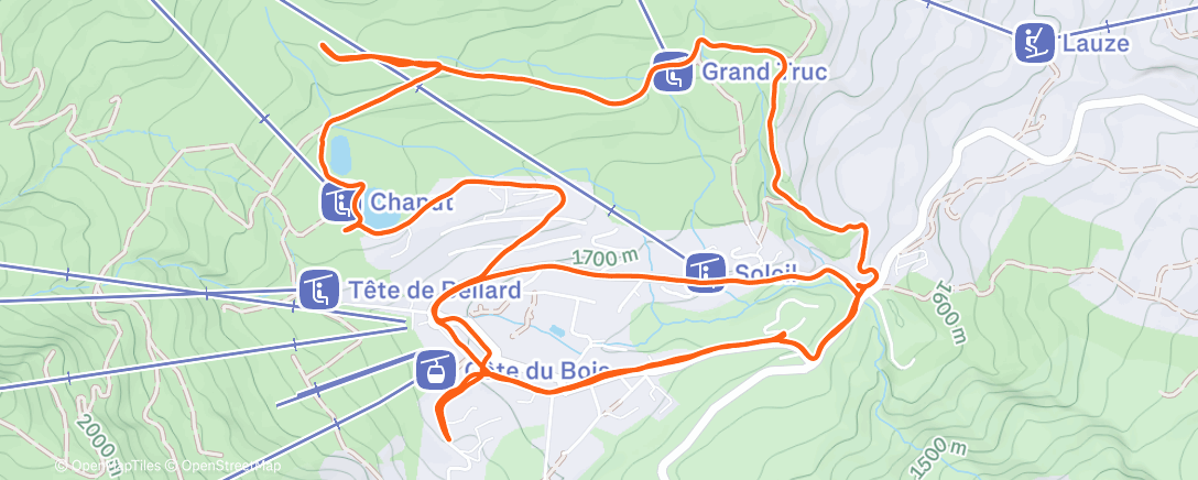 Map of the activity, Course à pied dans l'après-midi